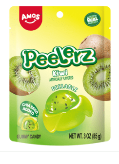 (S6 - 07) Box - Amos Peelerz Gummy - KIWI 3oz(85g) x 24 Units - SugarMarket.ca