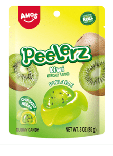 (S6 - 07) Box - Amos Peelerz Gummy - KIWI 3oz(85g) x 24 Units - SugarMarket.ca