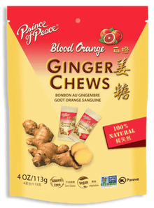 (S6 - 07) Box - PRINCE OF PEACE GINGER CHEWS SUB - BLOOD ORANGE 4oz (113g) x 12 units - SugarMarket.ca