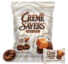 (S6 - 08) Box - Creme Savers - CHOCOLATE & CARAMEL Peg BAG 3oz (85g) x 12 units - SugarMarket.ca