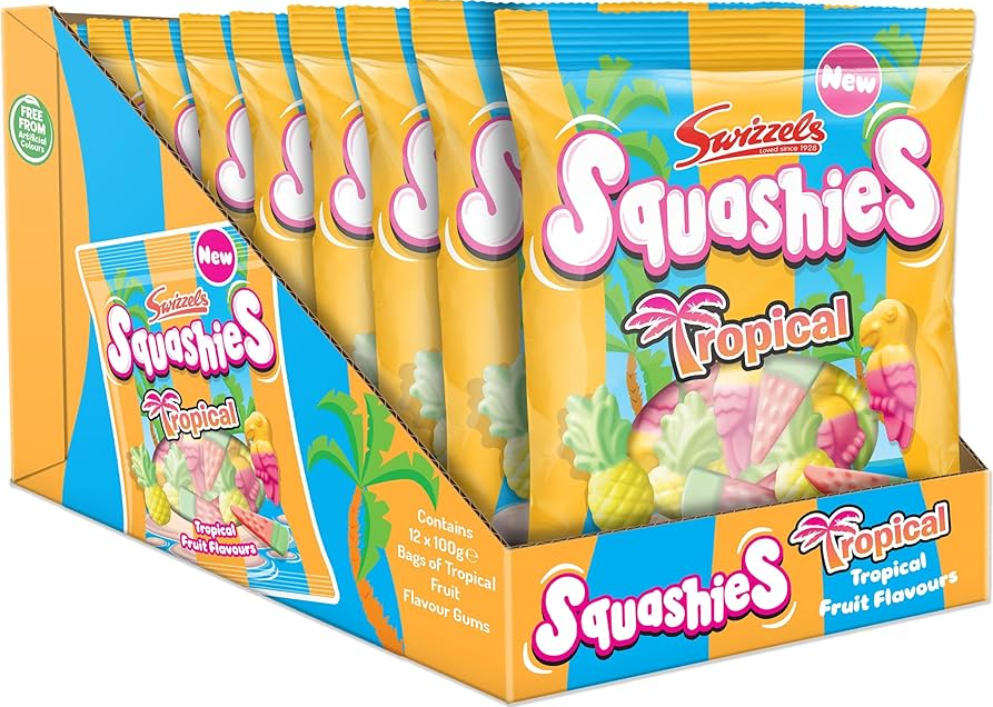 (S6 - 08) Box - Swizzels Squashies - Tropical 100g x 12 Units - SugarMarket.ca
