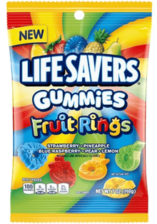 (S6 - 08) Box - US - Peg Bag - Lifesavers GUMMIES - Fruit Ring 7oz (198g) x 12 units - SugarMarket.ca