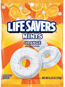 (S6 - 08)Box - US - Peg Bag - Lifesavers - Orange Mints 6.25oz (177g) x 12 Units - SugarMarket.ca