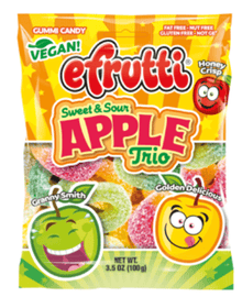 (S6 - 09) GERMANY - efrutti Apple Trio Peg Bag - 3.5oz (99g) x 1 unit - SugarMarket.ca