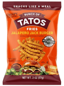 (S6 - 09)Box - US - Chips - Crispy Cravers - Jalapeno Jack Burger Tatos Fries 2oz (57g) x 6 Units - SugarMarket.ca