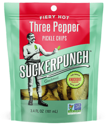 (S6 - 10) Box - US - Chips - Suckerpunch Gourmet - Pickle Chips - 3 - Pepper Fire 3.4 fl oz (101ml) x 12 units - SugarMarket.ca