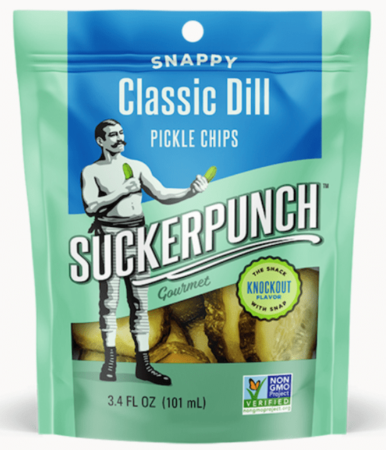 (S6 - 10) Box - US - Chips - Suckerpunch Gourmet - Pickle Chips - CLASSIC Dill Pickle 3.4 fl oz (101ml) x 12 units - SugarMarket.ca