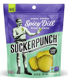 (S6 - 10) Box - US - Chips - Suckerpunch Gourmet - Pickle Chips - SPICY Dill Pickle 3.4 fl oz (101ml) x 12 units - SugarMarket.ca