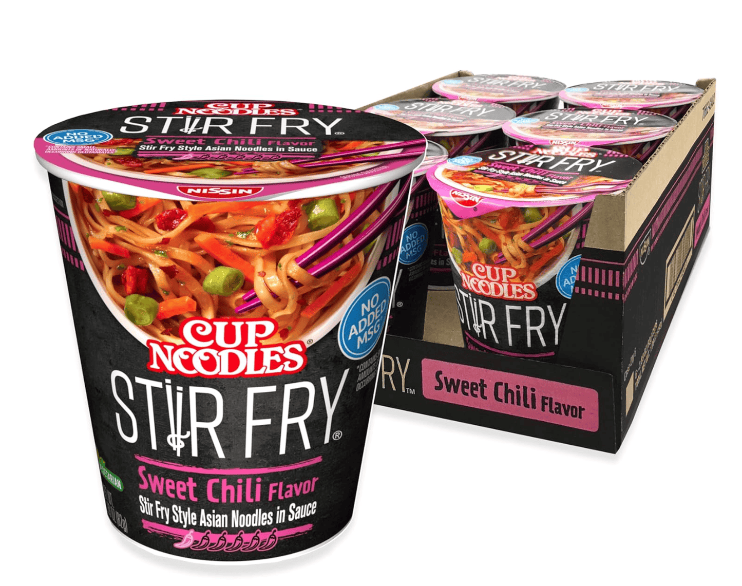 (S6 - 10) Box - US - Nissin Cup Noodles - Stir Fry Noodles - Sweet Chili 2.89 oz (82g) x 6 units - SugarMarket.ca