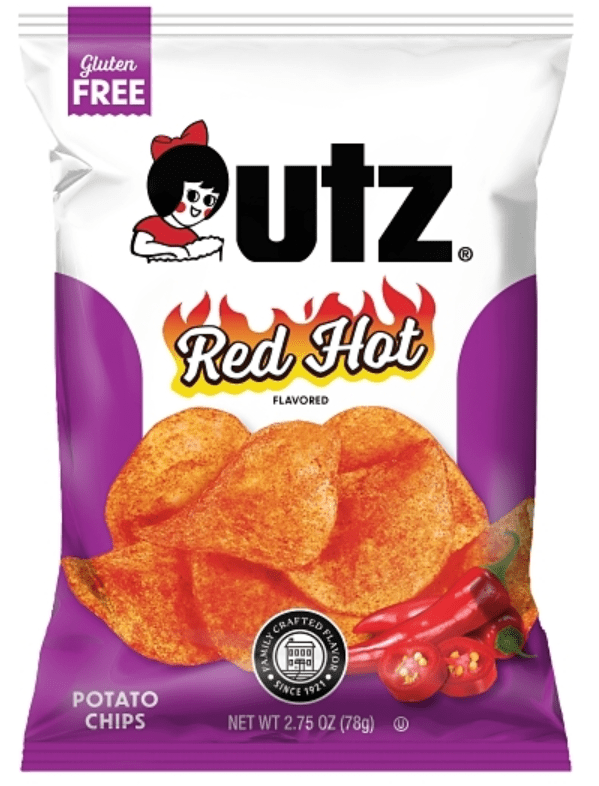(S6 - 12) Box - US - Chips - Utz - Red Hot Chips 2.75oz (78g) x 14 Bags - SugarMarket.ca
