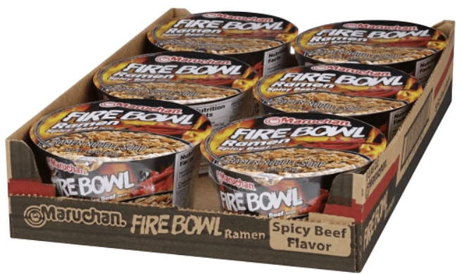 (S6 - 12) Box - US - Maruchan Cup Noodles - Flaming Beef Flavor 3.49oz (99.2g) x 6 Units - SugarMarket.ca