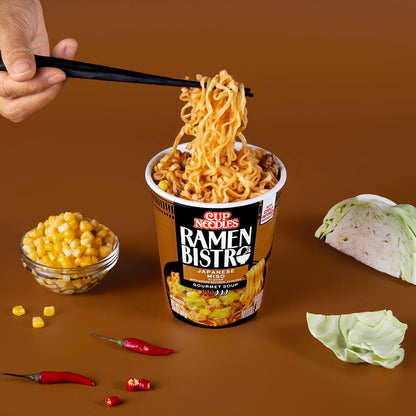 (S6 - 12) Box - US - Nissin Cup Noodles - RAMEN BISTRO Noodles - JAPANESE MISO Flavor 3.1 oz (88g) x 6 Units - SugarMarket.ca