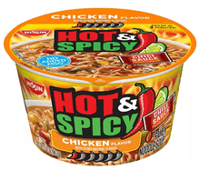(S6 - 12) Box - Us - Noodle Bowl - NISSIN Hot & Spicy - Chicken Flavor with Soup Booster 3.32oz (94.2g) x 12 units - SugarMarket.ca
