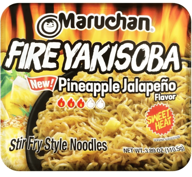 (S6 - 12) Box - Us - Noodles - Maruchan - Yakisoba - Pineapple Jalapeno 3.89oz (110.5g) x 8 Units - SugarMarket.ca