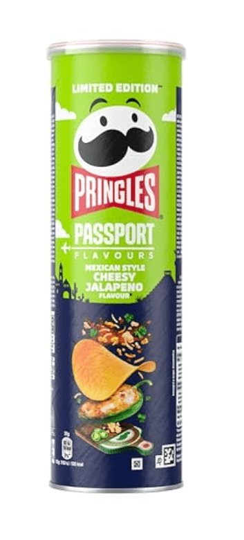 (S7 - 01) Box - Chips - Pringles - Passport - Cheesy Jalapeno 5.8oz (165g) x 19 Units - SugarMarket.ca