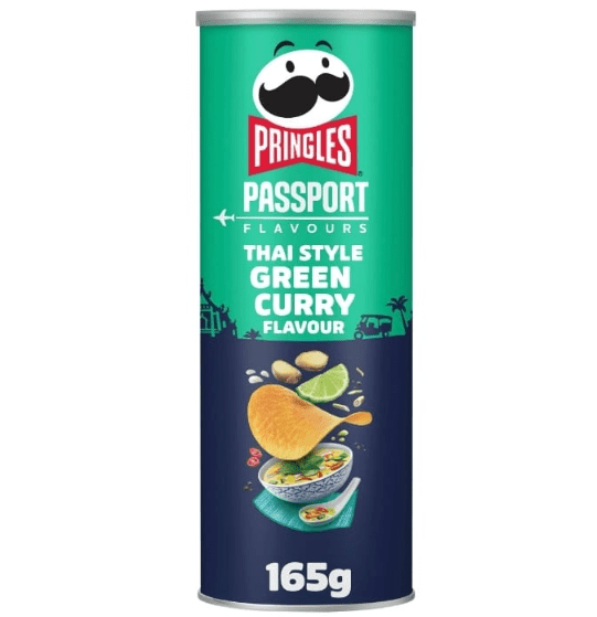 (S7 - 01) Box - Chips - Pringles - Passport - Green Curry 5.8oz (165g) x 19 Units - SugarMarket.ca