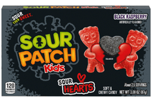 (S7 - 02) Box - Valentine - Theater Box Sour Patch Kids - SOUR Hearts Black Raspberry 3.08oz (87g) x 12 units - SugarMarket.ca