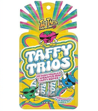 (S7 - 03) Box - TOO TARTS - TAFFY TRIO (12PCS) PEG BAG 3.4OZ (96G) X 24 BAGS - SugarMarket.ca