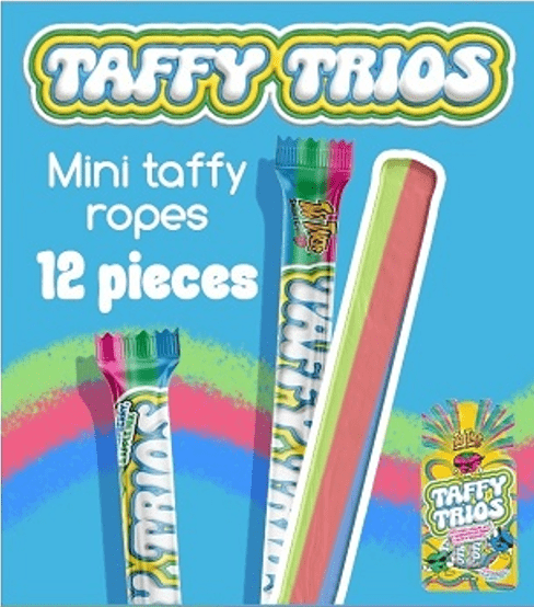 (S7 - 03) Box - TOO TARTS - TAFFY TRIO (12PCS) PEG BAG 3.4OZ (96G) X 24 BAGS - SugarMarket.ca