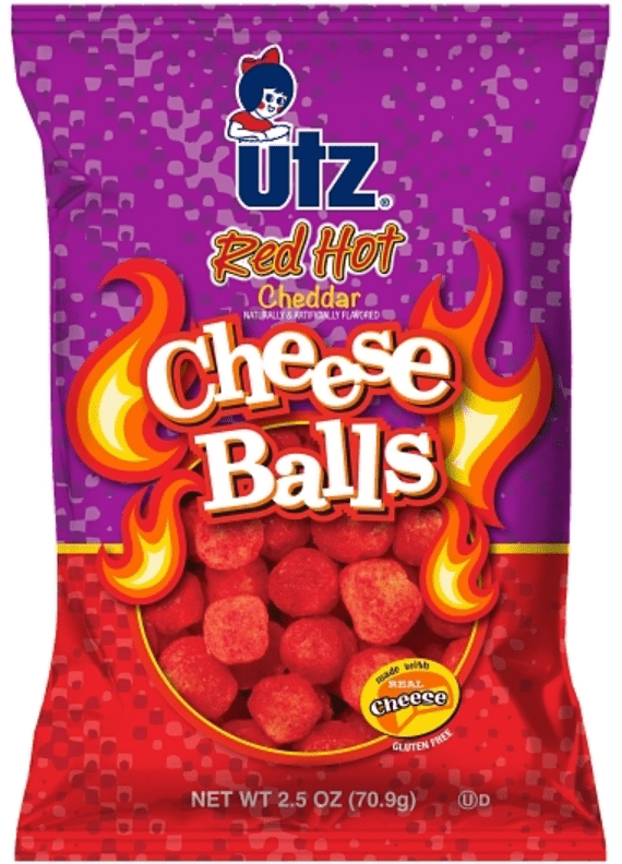 (S7 - 04) Box - US - Chips - Utz - Red Hot - Cheese Balls 2.5oz (70.9g) x 5 units - SugarMarket.ca