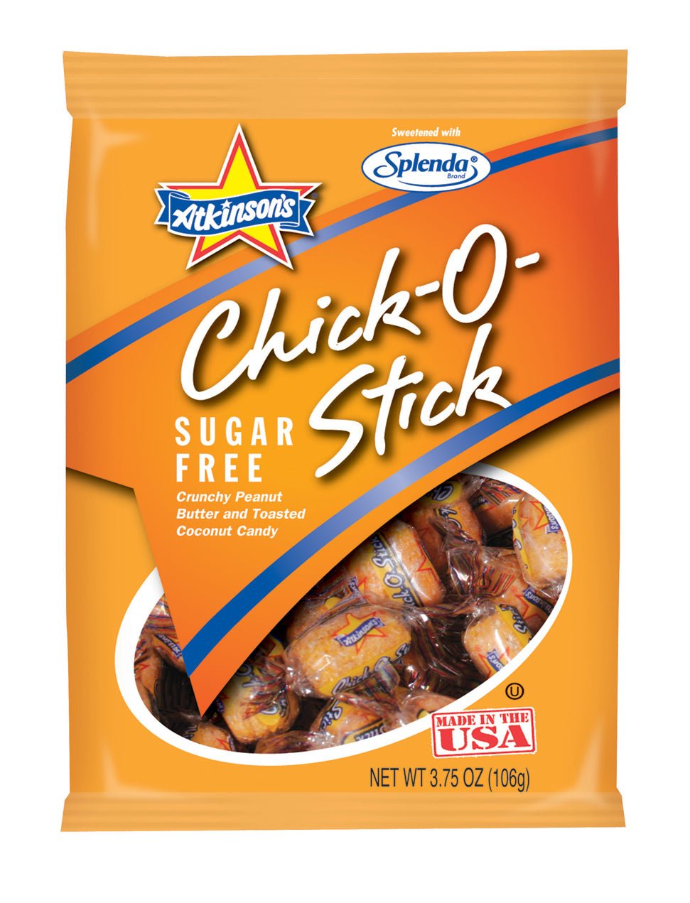 (S7 - 06) Box - US - Sugar Free - Atkinson Chick - O - Stick Peg Bag 3.75oz (106g) 12 Units - SugarMarket.ca