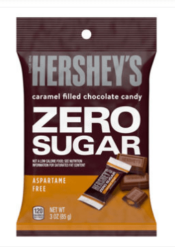 (S7 - 08) Box - HERSHEYS ZERO SUGAR (Sugar Free) Caramel Chocolate Peg Bag - 3 oz(85g) x 12 Units - SugarMarket.ca