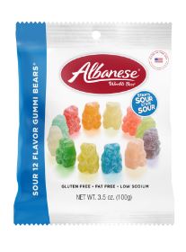 (S7 - 09) Box - US - Albanese 12 Flavor SOUR Bears Peg Bag - 3.5oz(100g) x 12 Units - SugarMarket.ca