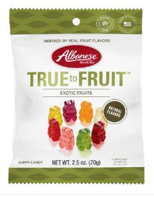 (S7 - 09) Box - US - Albanese - True to Fruit Exotic Fruits Peg Bag - 2.5oz(70g) x 12 Units - SugarMarket.ca