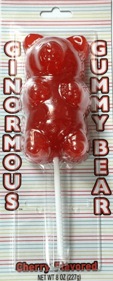 (S8 - 02) Xmas - Ginormous Cherry Gummi Bear Lollipop - 8 oz (226g) x 1 Unit - SugarMarket.ca