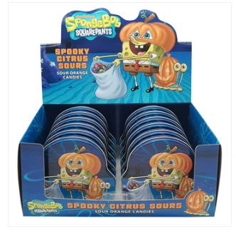 (S8 - 05) Halloween - Boston American Spongebob Spooky Citrus Sours Tin - 1.5oz (43g) x 1 Unit - SugarMarket.ca