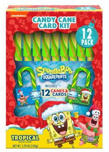(S8 - 07) Xmas - Flix Spongebob 12PK Tropical Candy Cane & Card Box - 5.29oz (150g) x 1 Unit - SugarMarket.ca