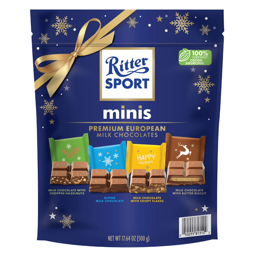 (S8 - 09) Box - Ritter Sports - Mini Premium European Milk Chocolate 17.64oz (500g) x 1 Unit - SugarMarket.ca