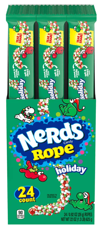(S8 - 09) Box - US - XMAS Wonka Holiday Nerds Rope - 0.92 oz x 24 units - SugarMarket.ca