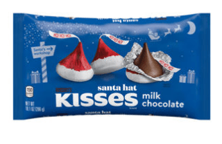 (S8 - 09) Box - XMAS - Hershey Kisses Santa Hats Milk Chocolate Laydown Bag - 10.1oz (286g) x 1 Bag - SugarMarket.ca