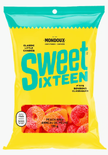 (S9 - 04) Box - SWEET SIXTEEN - PEACH RINGS 135g x 6 units - SugarMarket.ca