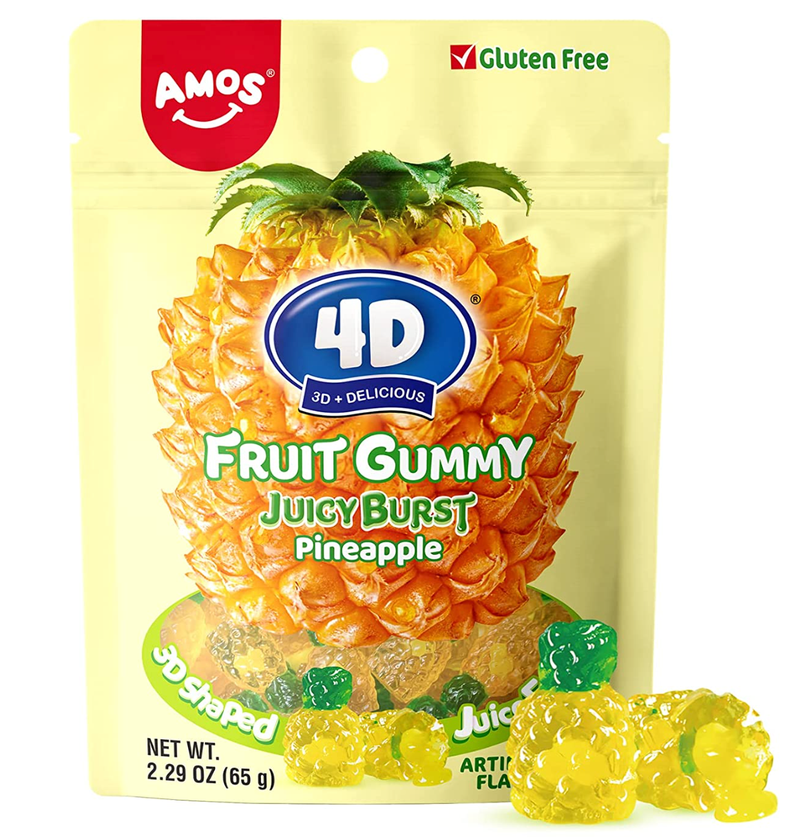 (S6-07) Amos 4D Juicy Burst - Pineapple - Peg 2.29oz (65g) x 12 Bags