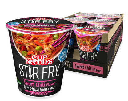 (S6-12) US - Nissin Cup Noodles - Stir Fry Noodles - Sweet Chili 2.89 oz (82g) x 6 units