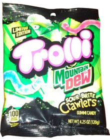 (S1-06)  Trolli Peg Bag - LE Sour Mountain Dew Crawlers 4.25oz(120g) x 12 Units
