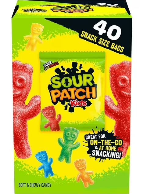 Sour Patch Kids-Soft & Chewy Candy-Snack Packs 0.97OZ (27.5g) x 40 units