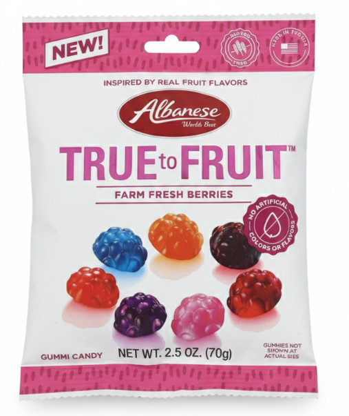 Albanese True to Fruit Farm Fresh Berries Peg Bag - 2.5oz(71g) x 12 Units