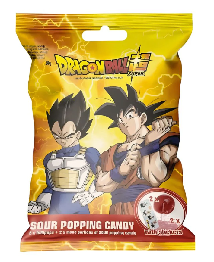 (S9-04) - DRAGON BALL Super Sour Popping Candy with Stickers 30g x 10 Units