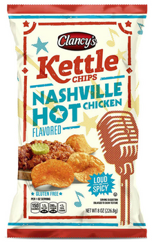Chips - SINGLE - Clancy Nashville Hot Chicken Kettle Chips 8oz (226g) x 1 Bag