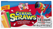 SINGLE - Kellogg's Froot Loops Cereal STRAWS 18 Count 6.61oz (187g) x 1 unit