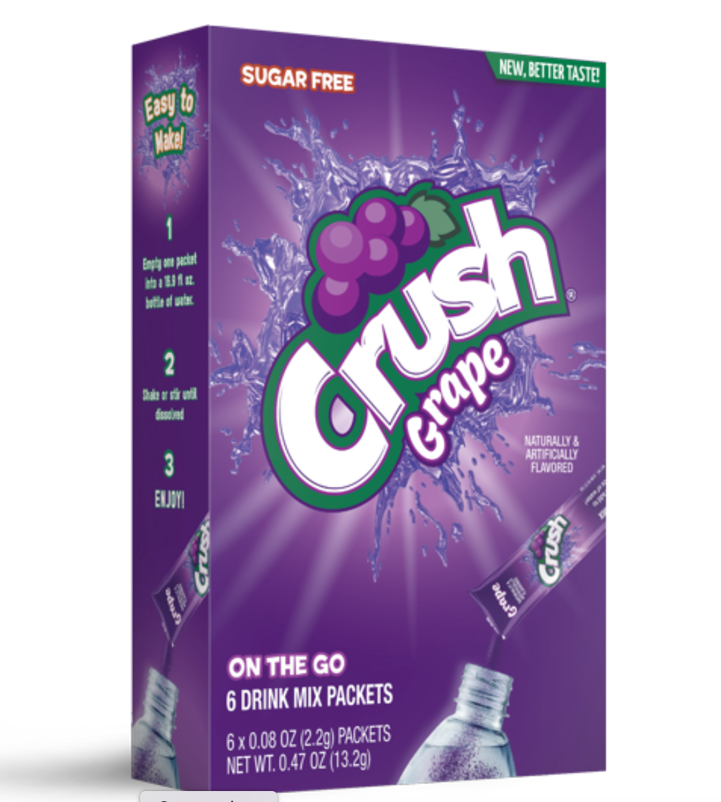 (S5-01) US - Drink Mix - CASE - On the Go - GRAPE Crush Sugar Free (6 pockets) x 12 Boxes