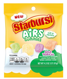 SINGLE - Starburst Airs - Tropical Sour Gummy Candy - Peg 4.3oz x 1 units