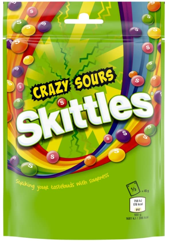 (S6-05) UK - Skittles - Chewy Crazy - Sour 136g x 15 Units