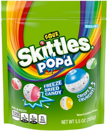 (S6-05) Box - US - Skittles - Popd - Freeze Dried Sour Stand Up Pouch 5.5oz (155g) x 8 units - SugarMarket.ca