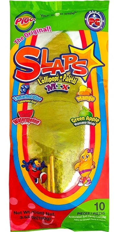 (S6-06) Bundle - Slaps Candy - Original MIX 10-Pk 3.53OZ (100g) x 5 units (Tamarind Blue,Watermelon,Mango and Gre