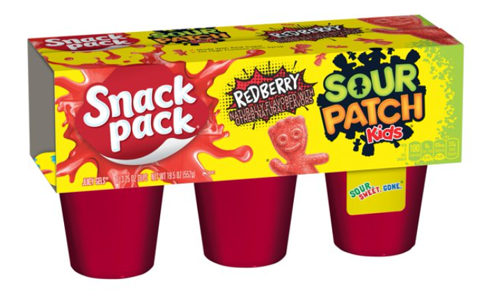 CASE - Snack Pack - Sour Patch Kids - Redberry Gels 3.25 Ozx6 Pack x 8 Unit (Packs with minor damage due to shipping)