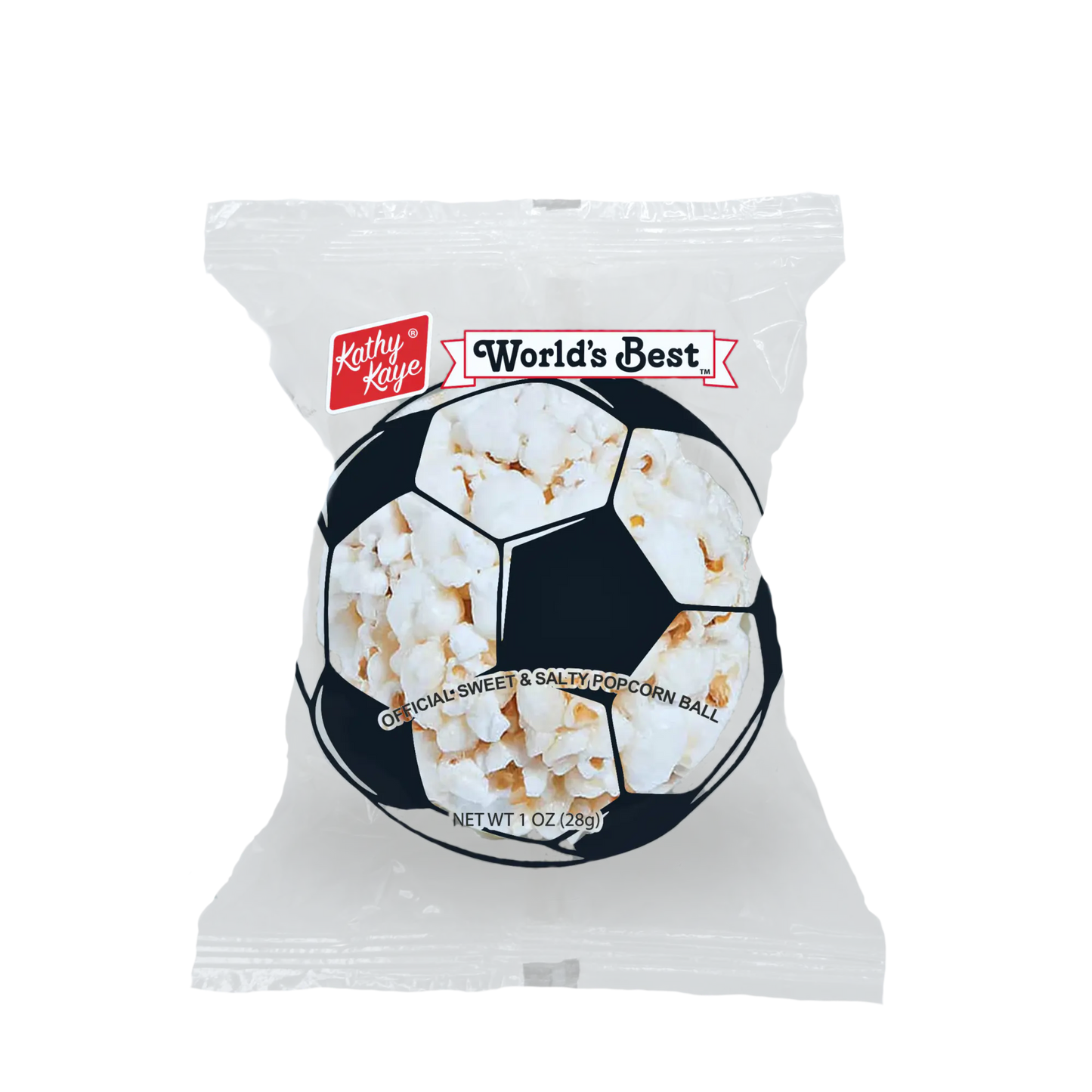 (S8-02) Box - Kathy Kaye CLEAR Soccer Popcorn Box -1oz (28g) x 18 Units